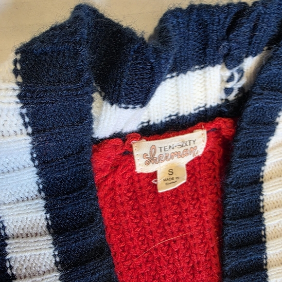 Ten-Sixty Ben Sherman Buttonless Cardigan Womans Small Red Blue White - Picture 3 of 5